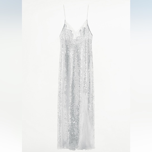 ZARA SEQUIN SLIP DRESS - Picture 13 of 15